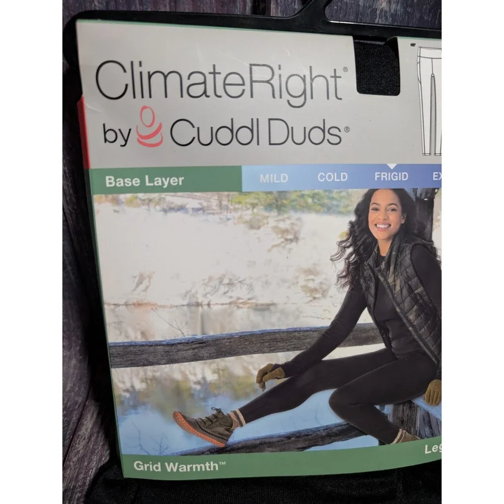 Women’s Climate Right Cuddl Duds Plush Warmth Frigid Leggings Black Small New